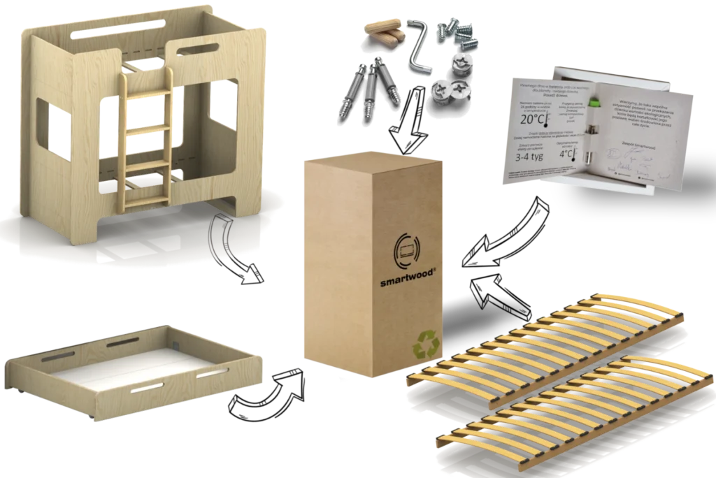 Zestaw do montażu drewnianego łóżka - Kit de montage pour lit en boi