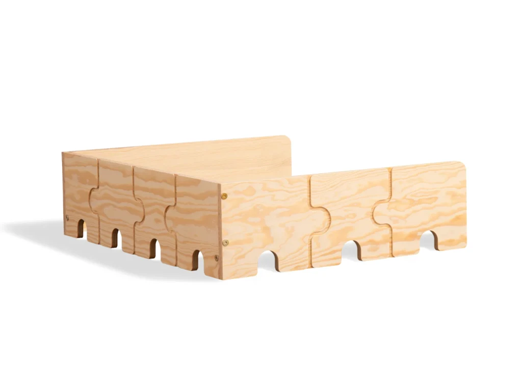Barrière de lit en contreplaqué de pin en forme de puzzle