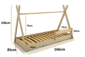 Dimensions du lit en bois pour enfants TIPI F