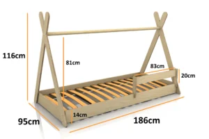 Dimensions du lit en bois pour enfants TIPI F