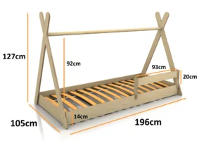 Dimensions du lit en bois pour enfants TIPI F
