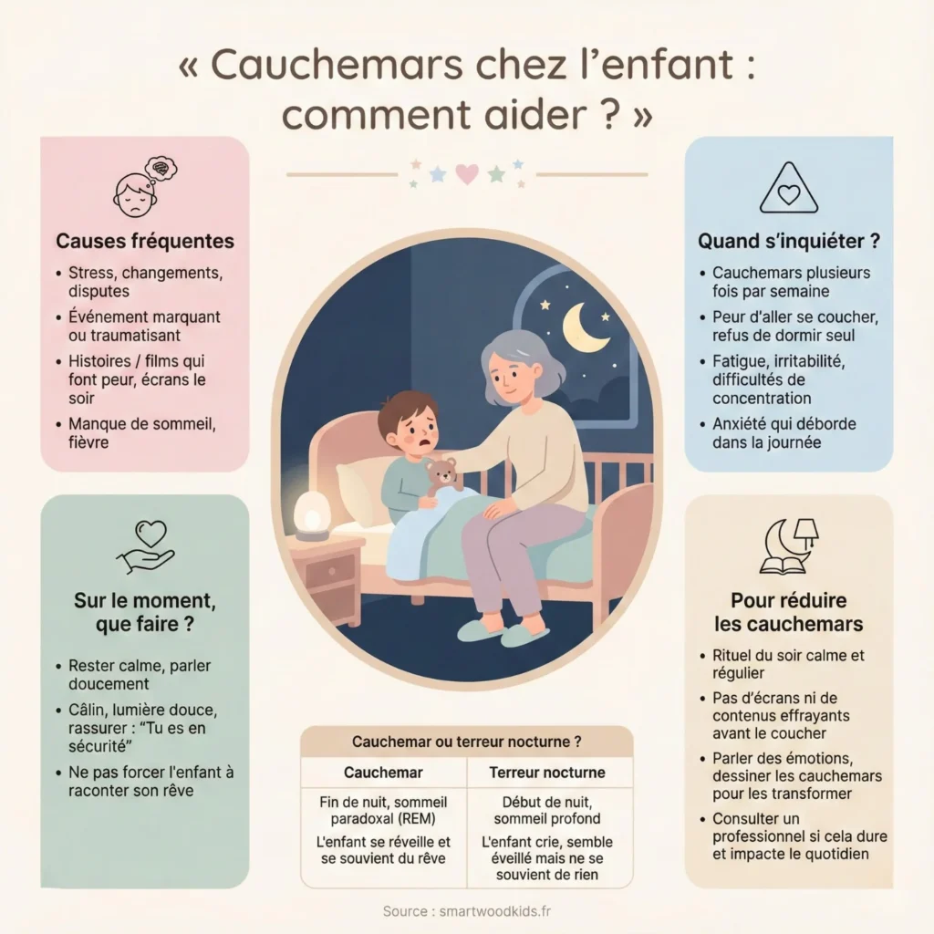 infographie Cauchemars enfants comprendre et aider face aux nuits effrayantes